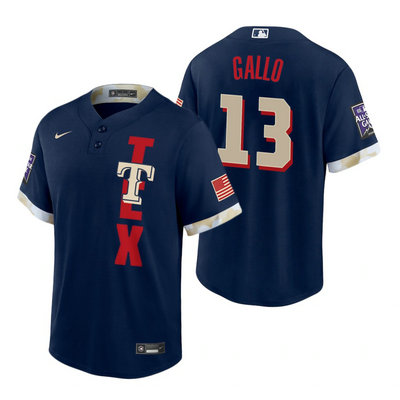 Nike Texas Rangers #13 Joey Gallo 2021 All star Blue Game Authentic Stitched MLB Jersey