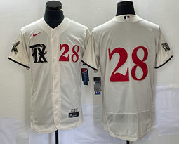 Nike Texas Rangers #28 Jonah Heim Cream 2023 City Red 28 in front Game Authentic Stitched MLB Jersey