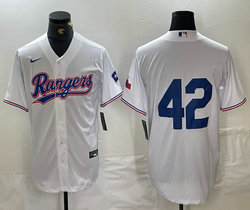 Nike Texas Rangers #42 White Game Authentic Stitched MLB Jersey