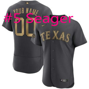 Nike Texas Rangers #5 Corey Seager Charcoal 2022 All Star Flexbase Authentic Stitched MLB Jersey