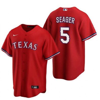 Nike Texas Rangers #5 Corey Seager Red Game Texas in front jersey