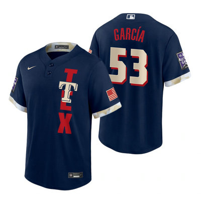 Nike Texas Rangers #53 Adolis Garcia 2021 All star Blue Game Authentic Stitched MLB Jersey