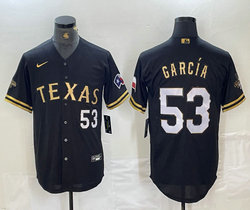 Nike Texas Rangers #53 Adolis Garcia Black Gold Fashion Authentic Stitched MLB Jersey