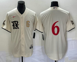 Nike Texas Rangers #6 Josh Jung Cream 2023 City Gold 6 in front Game Authentic Stitched MLB Jersey