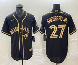 Nike Toronto Blue Jays #27 Vladimir Guerrero Jr. Gold Name Fashion Game Authentic Stitched MLB Jersey