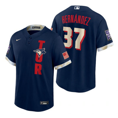 Nike Toronto Blue Jays #37 Teoscar Hernandez 2021 All star Blue Game Authentic Stitched MLB Jersey