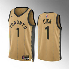 Nike Toronto Raptors #1 Gradey Dick Gold 2024 City Stitched NBA Jersey