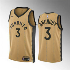 Nike Toronto Raptors #3 O.G. Anunoby Gold 2024 City Stitched NBA Jersey
