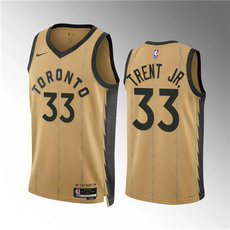 Nike Toronto Raptors #33 Gary Trent Jr Gold 2024 City Stitched NBA Jersey