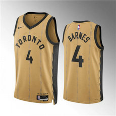 Nike Toronto Raptors #4 Scottie Barnes Gold 2024 City Stitched NBA Jersey