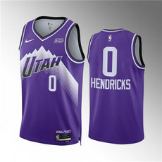 Nike Utah Jazz #0 Taylor Hendricks Purple 2024 City Stitched NBA Jersey