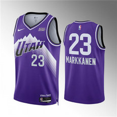 Nike Utah Jazz #23 Lauri Elias Markkanen Purple 2024 City Stitched NBA Jersey