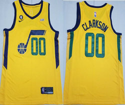 Nike Utah Jazz 00 Jordan Clarkson Gold 6 Patch 22-23 With Advertising Authentic Stitched NBA Jersey