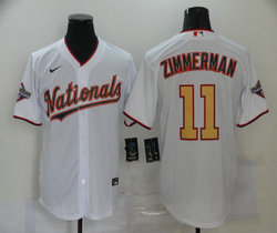 Nike Washington Nationals #11 Ryan Zimmerman White Gold Number Game Authentic Stitched MLB Jersey