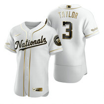 Nike Washington Nationals #3 Michael A. Taylor White Golden Flexbase Authentic Stitched MLB Jersey