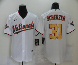 Nike Washington Nationals #31 Max Scherzer White Gold Number Game Authentic Stitched MLB Jersey
