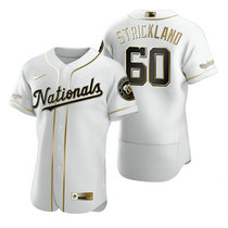 Nike Washington Nationals #60 Hunter Strickland White Golden Flexbase Authentic Stitched MLB Jersey