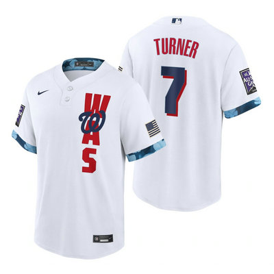 Nike Washington Nationals #7 Trea Turner 2021 All star White Game Authentic Stitched MLB Jersey