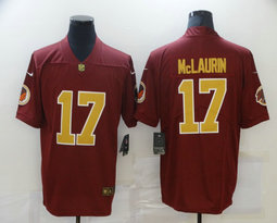 Nike Washington Redskins #17 Terry McLaurin Burgundy Red Gold number New Vapor Untouchable Authentic Stitched NFL Jersey
