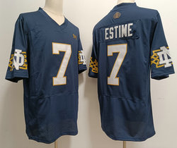 Norte Dame Fighting Irish #7 Audric Estime Blue With Name 2023 College Football Jersey