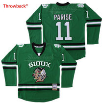 North Dakota Fighting Sioux #11 Zach Parise Throwback Green Hockey Stitched Jersey