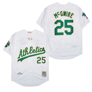 Oakland Athletics #25 Mark McGwire White Throwback 1989 Authentic Stitched MLB Jerseys