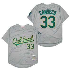 Oakland Athletics #33 Jose Canseco Grey Throwback Authentic Stitched MLB Jerseys