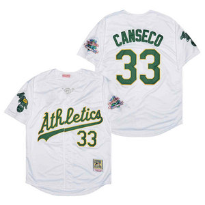 Oakland Athletics #33 Jose Canseco White Throwback Authentic Stitched MLB Jerseys