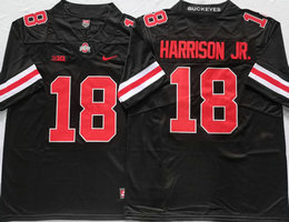 Ohio State Buckeyes #18 Marvin Harrison Jr. Black （red name）Stitched NCAA College Football Jersey