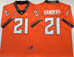 Oklahoma State Cowboys #21 Barry Sanders Orange Vapor Untouchable Authentic Stitched NCAA Jersey