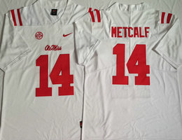Ole Miss Rebels #14 D.K. Metcalf White Vapor Untouchable Authentic Stitched NCAA Jersey