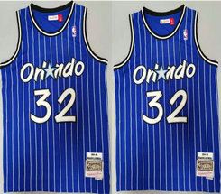 Orlando Magic #32 Shaquille O'Neal Blue 1994-95 Hardwood Classics Authentic Stitched NBA Jersey