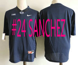 Penn State Nittany Lions #24 SANCHEZ Blue Authentic Stitched NCAA College Jersey