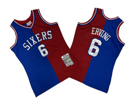 Philadelphia 76ers #6 Julius Erving Red Blue 1982-83 Hardwood Classic Authentic Stitched NBA Jersey