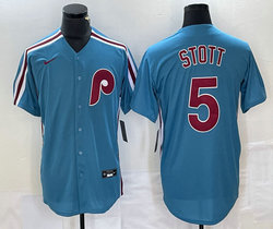 Philadelphia Phillies #5 Bryson Stott Blue Throwback Stitched MLB Jersey