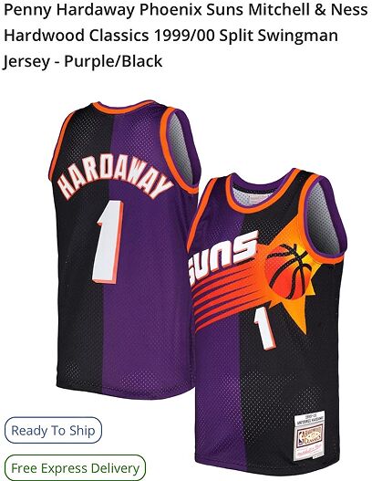 Phoenix Suns #1 Penny Hardaway Purple Black 1990-00 Hardwood Classic Authentic Stitched NBA Jersey