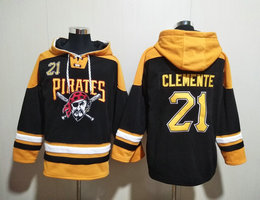 Pittsburgh Pirates #21 Roberto Clemente Black All Stitched Hooded Sweatshirt