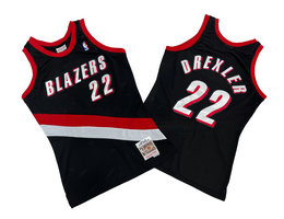 Portland Trail Blazers #22 Clyde Drexler Black 91-92 Hardwood Classics Authentic Stitched NBA Jersey
