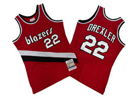Portland Trail Blazers #22 Clyde Drexler Red 83-84 Hardwood Classics Authentic Stitched NBA Jersey