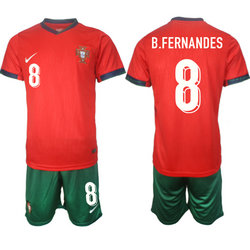 Portugal 2024-25 #8 B.FERNANDES Home Soccer Jersey