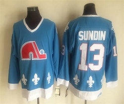 Quebec Nordiques #13 Mats Sundin Light Blue Throwback Authentic stitched NHL jersey