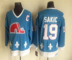 Quebec Nordiques #19 Joe Sakic Light Blue Throwback Authentic stitched NHL jersey