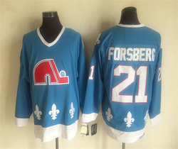 Quebec Nordiques #21 Peter Forsberg Light Throwback Authentic stitched NHL jersey