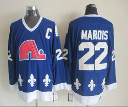 Quebec Nordiques #22 Mario Marois Blue Throwback Authentic stitched NHL jersey