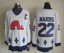 Quebec Nordiques #22 Mario Marois Throwback White Authentic stitched NHL jersey