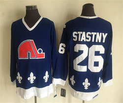 Quebec Nordiques #26 Peter Stastny Blue Throwback Authentic stitched NHL jersey