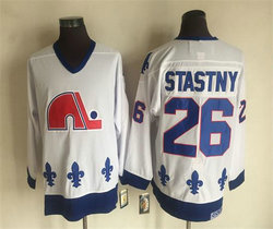 Quebec Nordiques #26 Peter Stastny Throwback White Authentic stitched NHL jersey