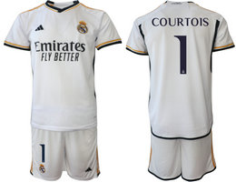 Real Madrid 2023-24 #1 COURTOIS Home Soccer Club Jersey