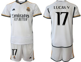 Real Madrid 2023-24 #17 LUCAS V Home Soccer Club Jersey