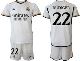 Real Madrid 2023-24 #22 RUDIGER Home Soccer Club Jersey